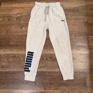 Puma Kids Light Gray Joggers with Navy Logo